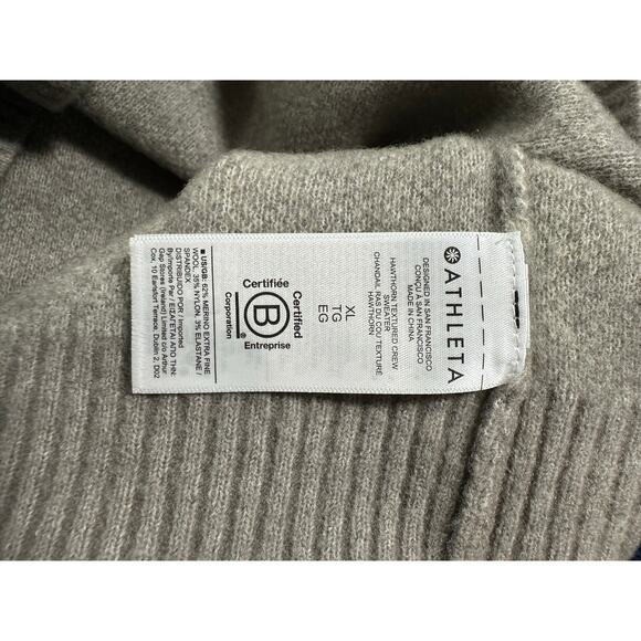 NWT Athleta Hawthorn Textured Crew Sweater Animal Print Sz XL Merino Wool Blend - Picture 9 of 15